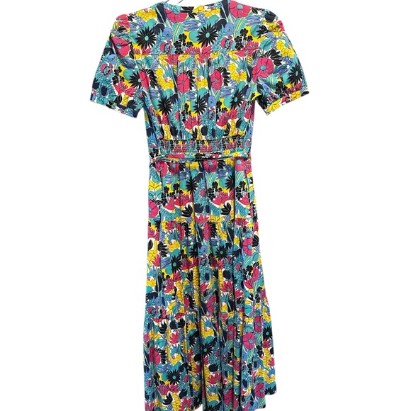 DVF Diane von Furstenberg Frankie Floral Tiered Poplin Midi Dress Size 6 EUC - Picture 3 of 10